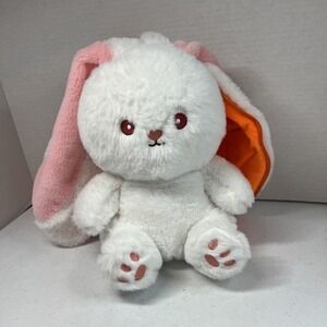 Carrot White Bunny Plush Zip Up Reversible Stuffed Rabbit Toy Cute Easter Basket